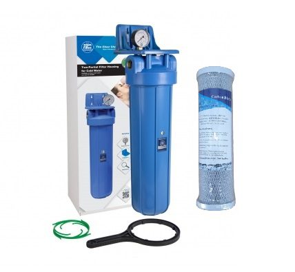 20" BB Suodatinkotelo ja 20" BB aktiivihiilisuodatin vedensuodattamiseen.